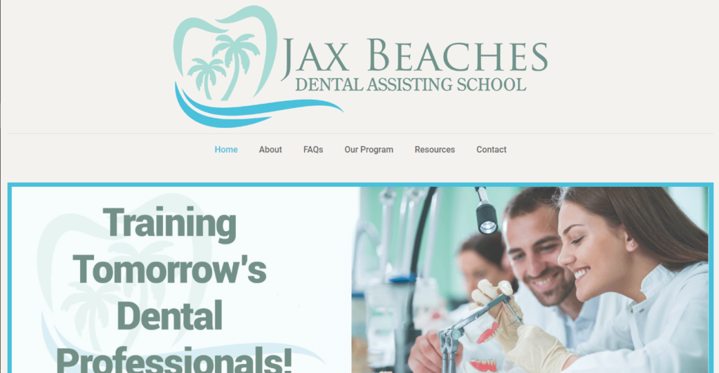 Homepage of Jax Beaches Dental Assisting School / https://jaxdentalassisting.com
