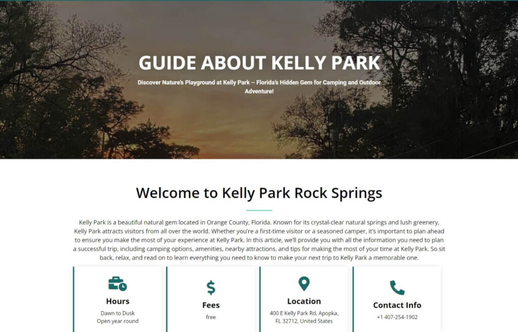 Homepage of Kelly Park's Website / stateparksus.com