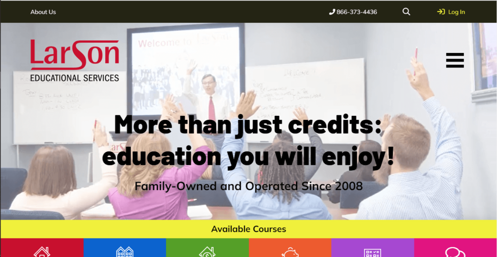 Homepage of Larson educational services / https://www.larsoned.com
