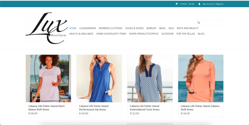 Homepage of Lux Boutique / https://www.shopluxboutique.com
