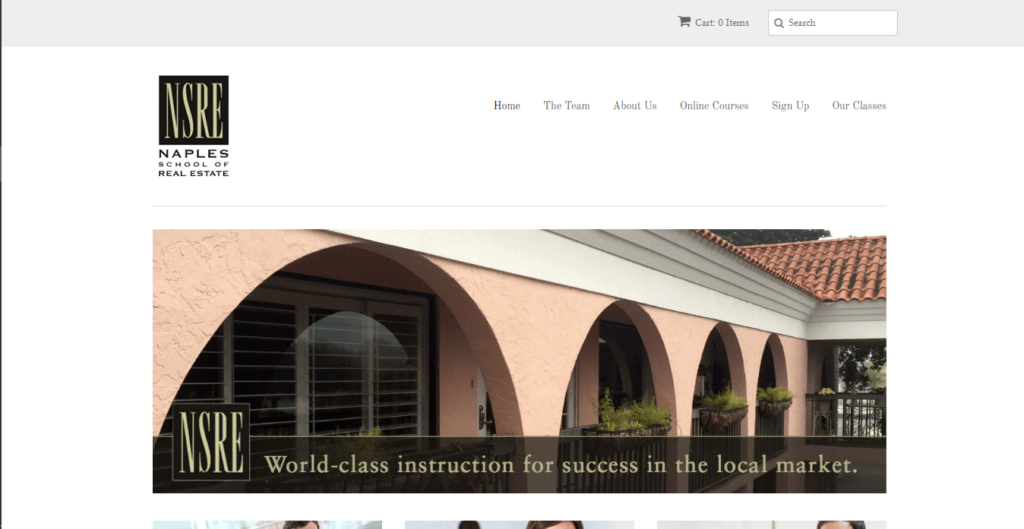 Homepage of Naples School of Real Estate / https://www.naplesreschool.com
