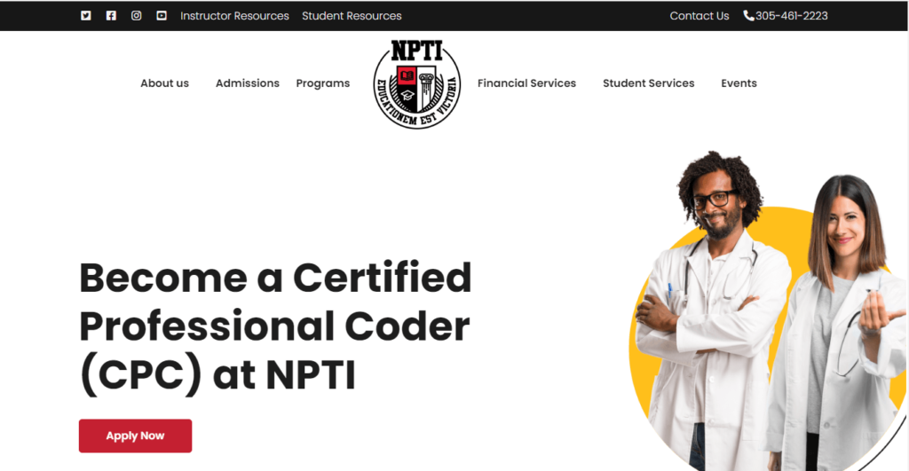 Homepage of New Professions Technical Institute / https://www.npti.edu
