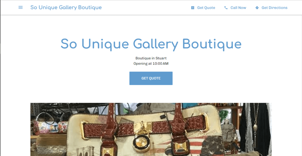 Homepage of So Unique Gallery Boutique / https://so-unique-gallery-boutique.business.site
