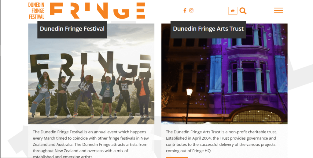 Homepage of The Edinburgh Fringe, Dunedin / https://www.dunedinfringe.com
