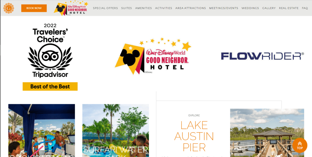 Homepage of The Grove Resort & Water Park - Orlando / https://www.groveresortorlando.com
