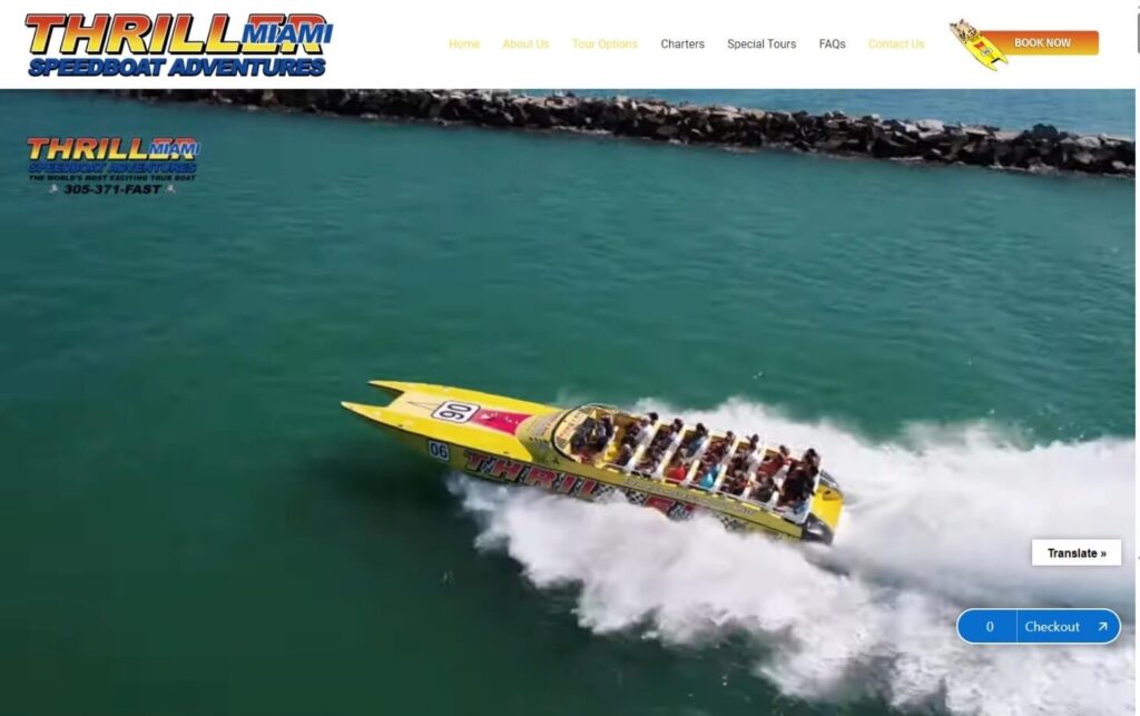 Homepage of Thriller Miami Speedboat Adventures Website / thrillermiami.com