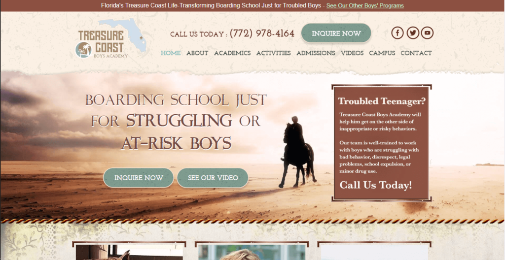 Homepage of Treasure Coast Boys Academy / https://treasurecoastacademy.com
