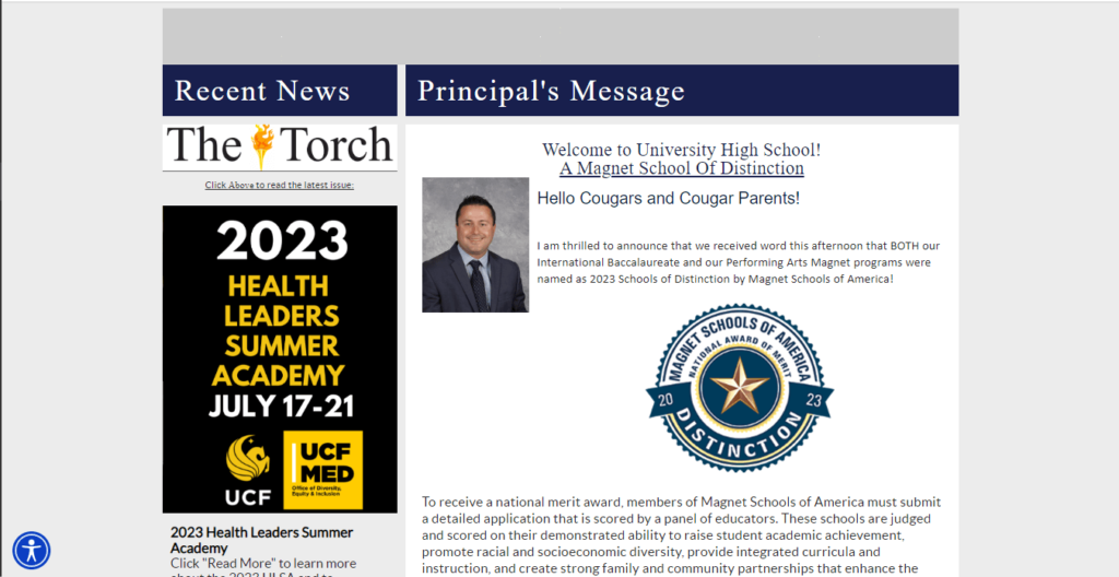 Homepage of University High School / https://universityhs.ocps.net
