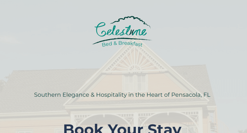 Homepage of Celestine Bed and Breakfast / celestinebedandbreakfast.com
Link: https://www.celestinebedandbreakfast.com/