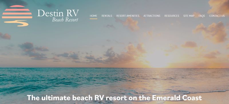 Homepage of Destin RV Beach Resort
Link: https://www.destinrvresort.com/