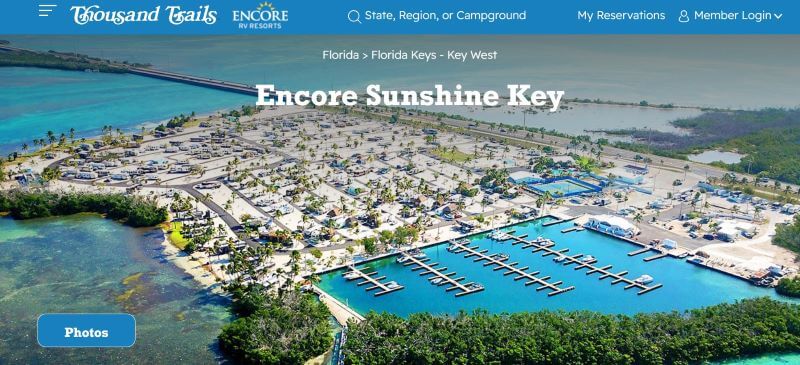 Homepage of Encore Sunshine Key
Link: https://thousandtrails.com//florida/sunshine-key-rv-resort-marina/?utm_source=yext&utm_medium=directory&utm_campaign=Yext%20Directory%20Listing