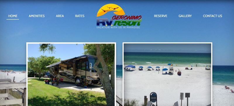 Homepage of Geronimo RV Resort 
Link: https://geronimorvresort.com/