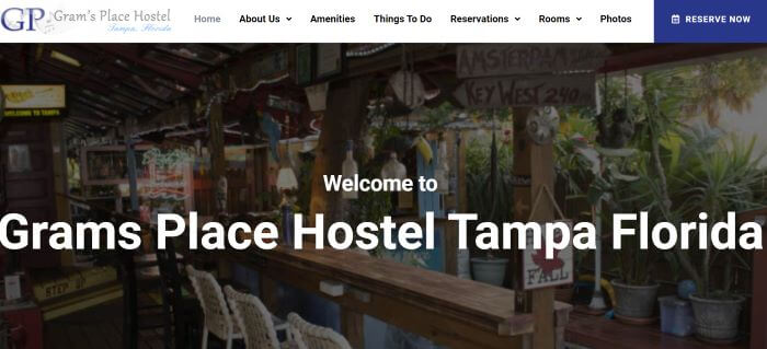 Homepage of Gram's Place
Link: https://grams-inn-tampa.com/