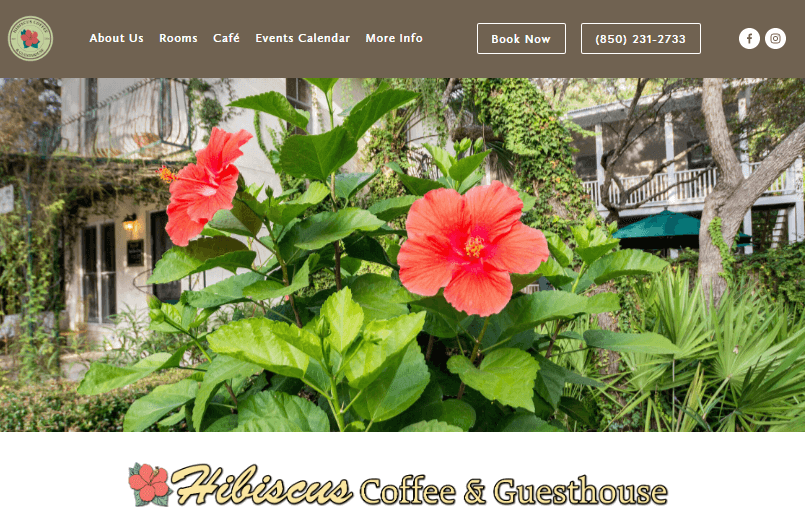 Homepage of Hibiscus Coffee & Guesthouse
Link: https://www.hibiscusflorida.com/