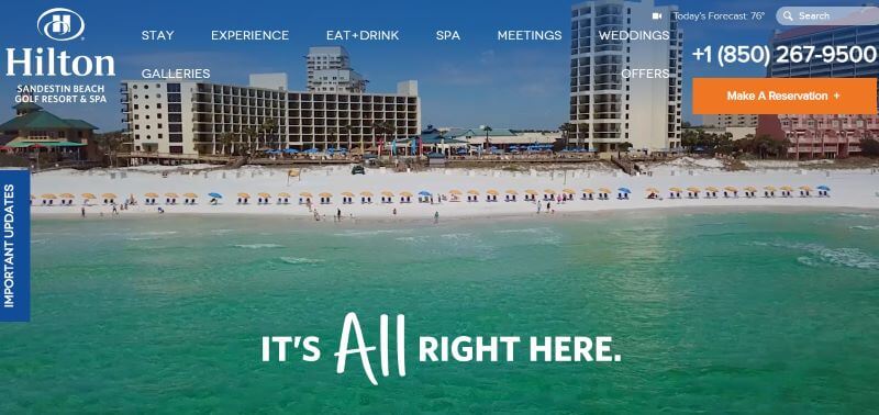 Homepage of Hilton Sandestin Resort
Link: https://www.hiltonsandestinbeach.com/