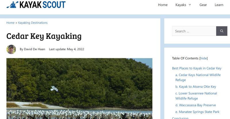 Homepage of Kayak Cedar Keys
Link: https://www.kayakscout.com/cedar-key-kayaking/