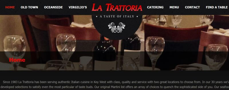 Homepage of La Trattoria
Link: https://latrattoria.us/