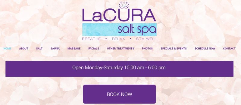 Homepage of LaCura Salt Spa
Link: https://lacurasaltspa.com/
