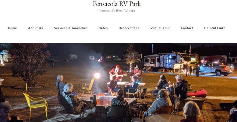 Homepage of Pensacola RV Park
Link: https://pensacolarvpark.com/