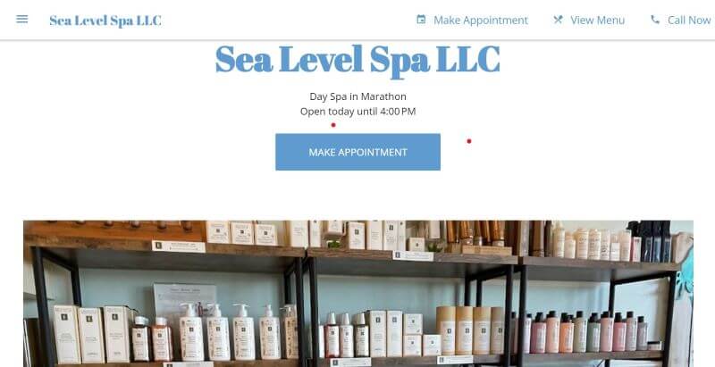 Homepage of Sea Level Spa
Link: https://sea-level-spa.business.site/