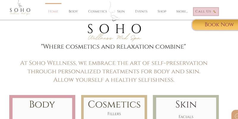 Homepage of SOHO Spa
Link: https://www.soho-wellness.com/