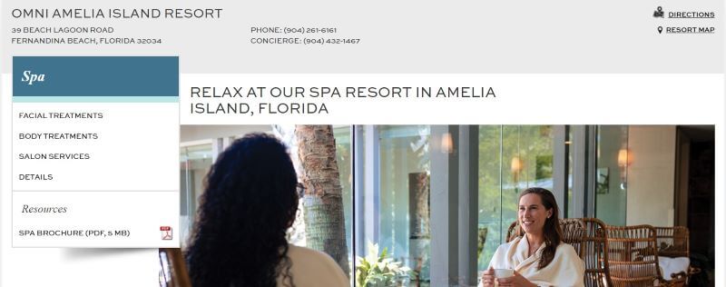 Homepage of Spa at Omni Resort
Link: https://www.omnihotels.com/hotels/amelia-island/spa?utm_source=GMBlisting&utm_medium=organic
