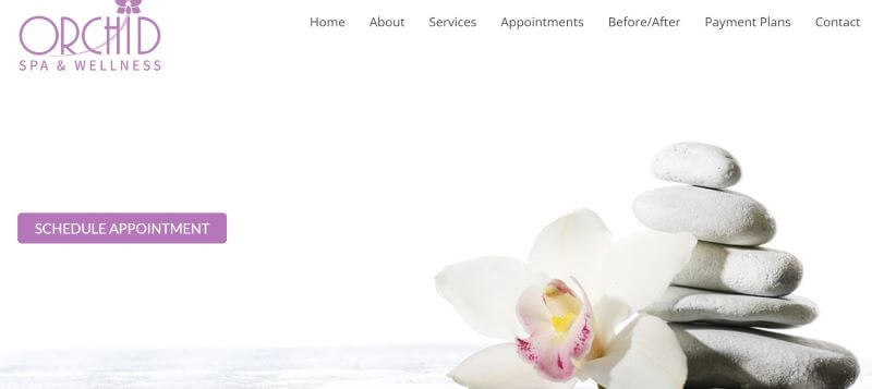 Homepage of Orchid Spa
Link: http://orchidspaandwellness.com/