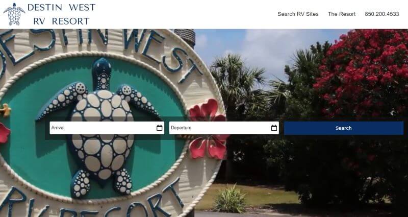 Homepage of Destin West
Link: https://www.destinwestrvresort.com/
