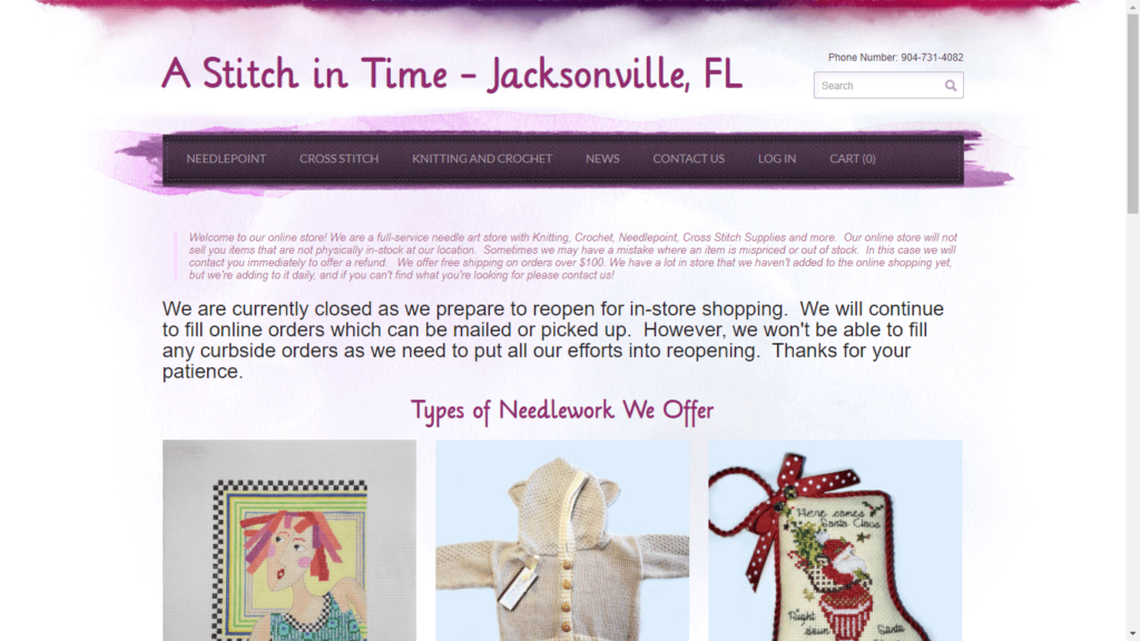 Homepage of A Stitch in Time's Website / astitchintime.com