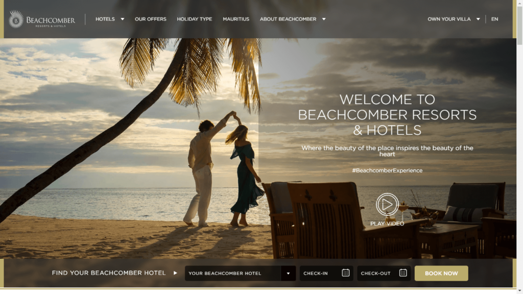 Homepage of Beachcomber Beachfront's Website / beachcomber-hotels.com