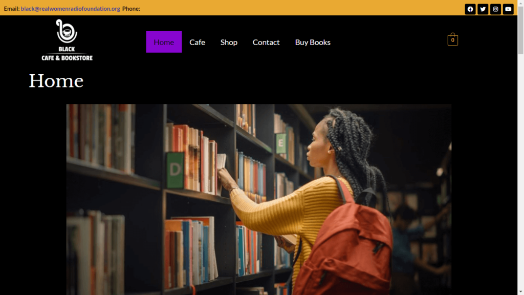 Homepage of Black Cafe And Bookstore's Website / blackcafeandbooks.com