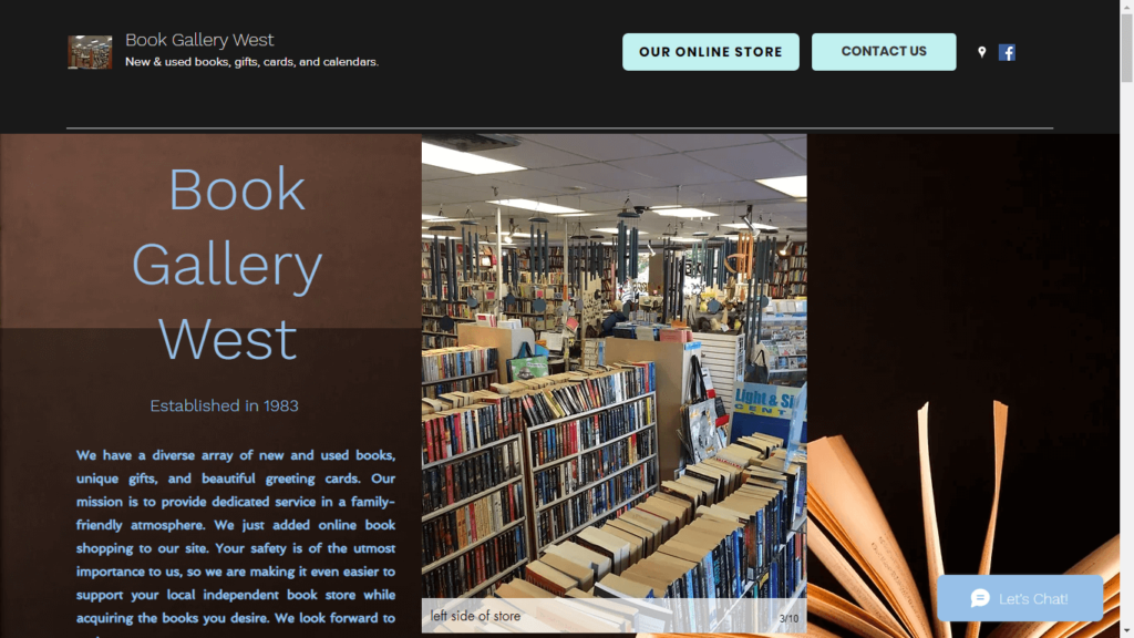 Homepage of Book Gallery West's Website / bookgallerywest.com