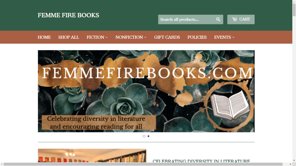 Homepage of Femme Fire Books' Website / femmefirebooks.com