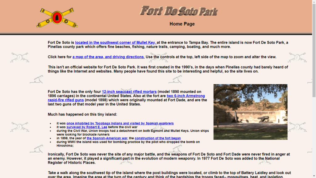 Homepage of Fort De Soto Park's Website / fortdesoto.com