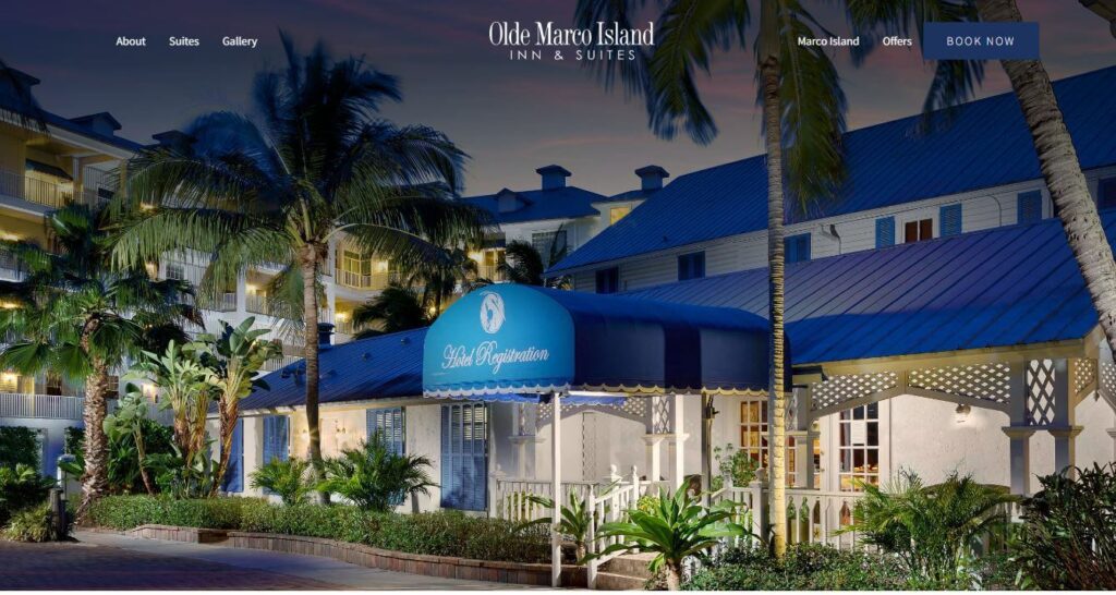 Homepage of Olde Marco island Inn and suites
URL: https://www.oldemarcoinnandsuites.com/