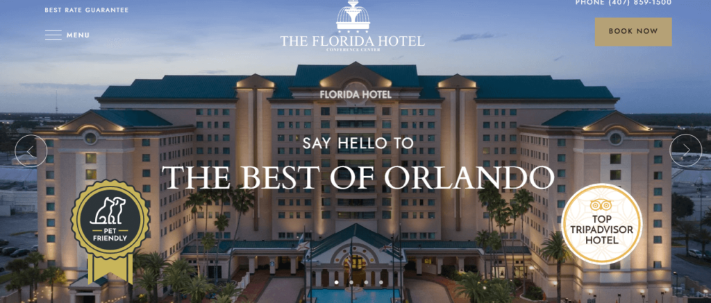 Homepage of The Florida Hotel & Conference Center.com's website / thefloridahotelorlando.com