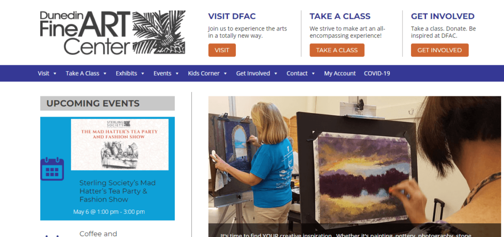 Homepage of Dunedin Fine Art Center website / dfac.org