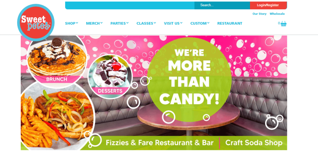 Homepage of Sweet Pete's Candy website / sweetpetescandy.com