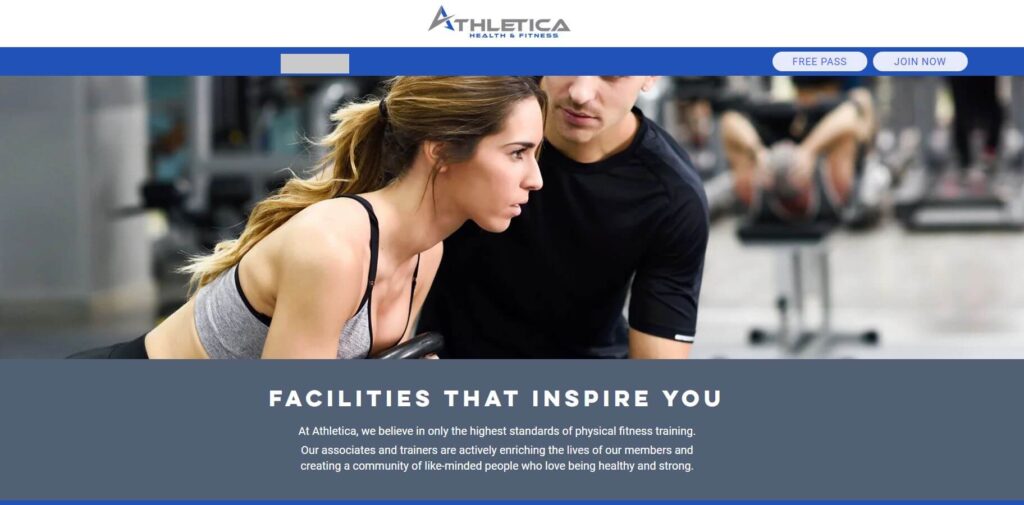 Homepage of Atheletica Health and Fitness
URL: https://www.athleticahf.com/
