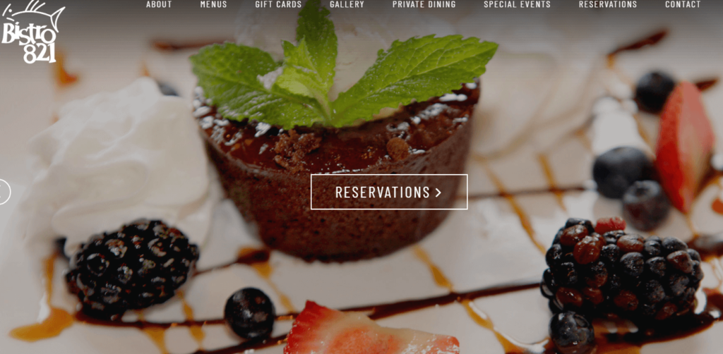 Homepage of Bistor 821 
URL: https://www.bistro821.com/