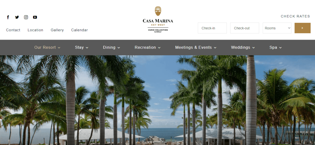 Homepage of Casa Marina Key West website / casamarinaresort.com