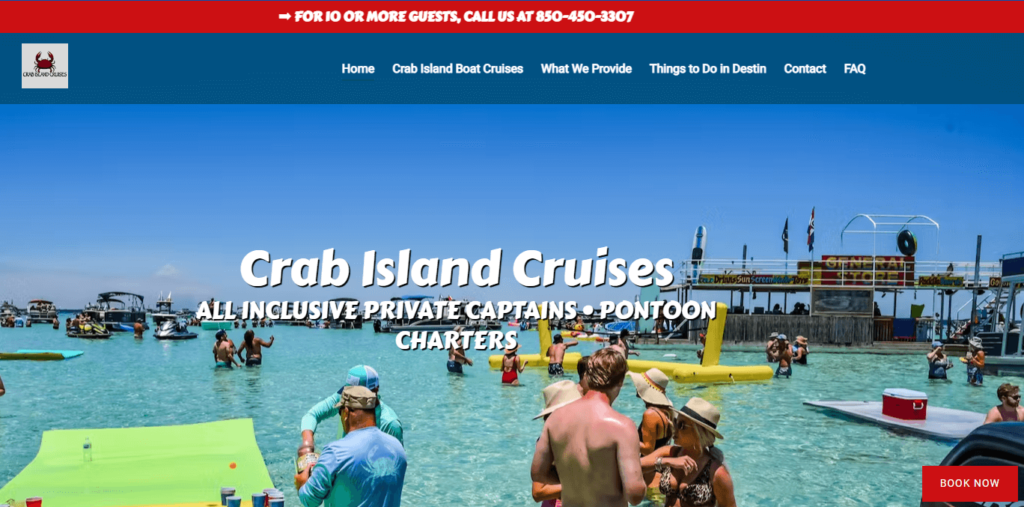 Homepage of Crab Island Cruises
URL: https://www.crabislandcruises.com
