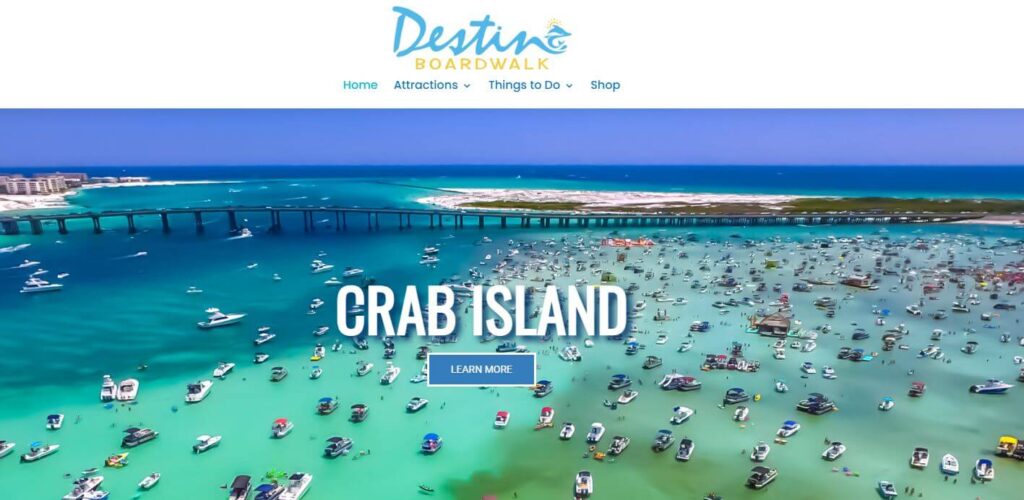 Homepage of Destin Boardwalk 
URL: https://destinboardwalk.com/