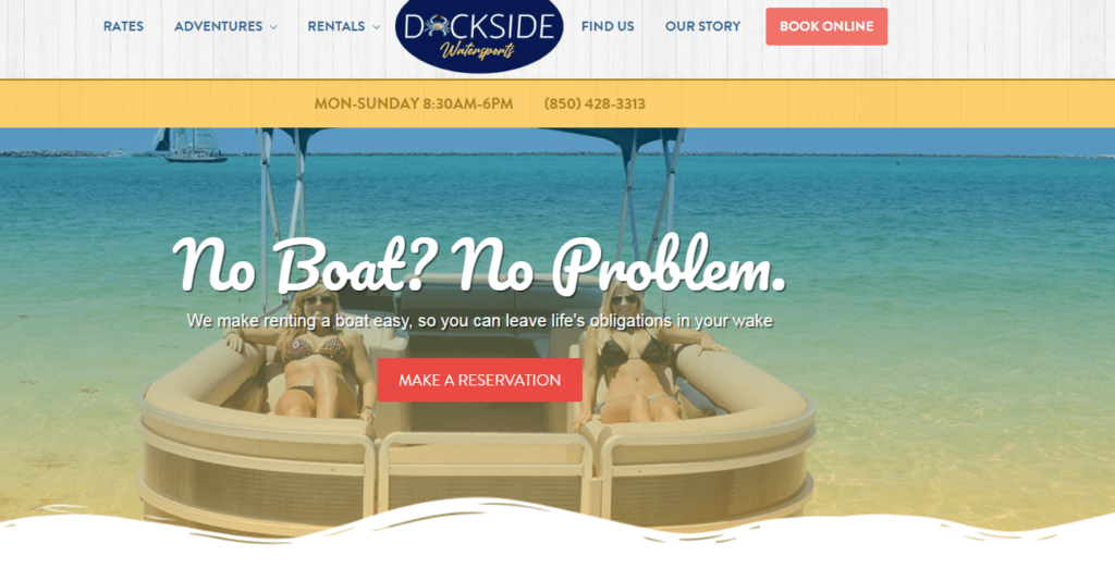 Homepage of Dockside Watersports
URL: https://boatrentalsindestin.com