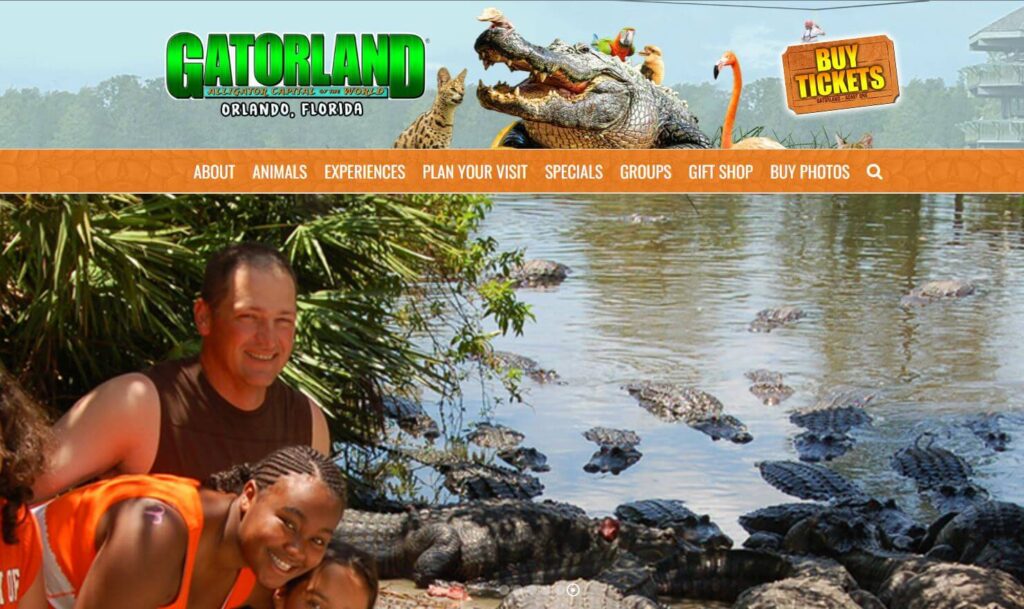 Homepage of Gatorland 
URL: https://www.gatorland.com/