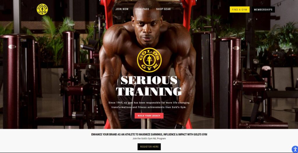 Homepage of Gold's Gym
URL: https://www.goldsgym.com/