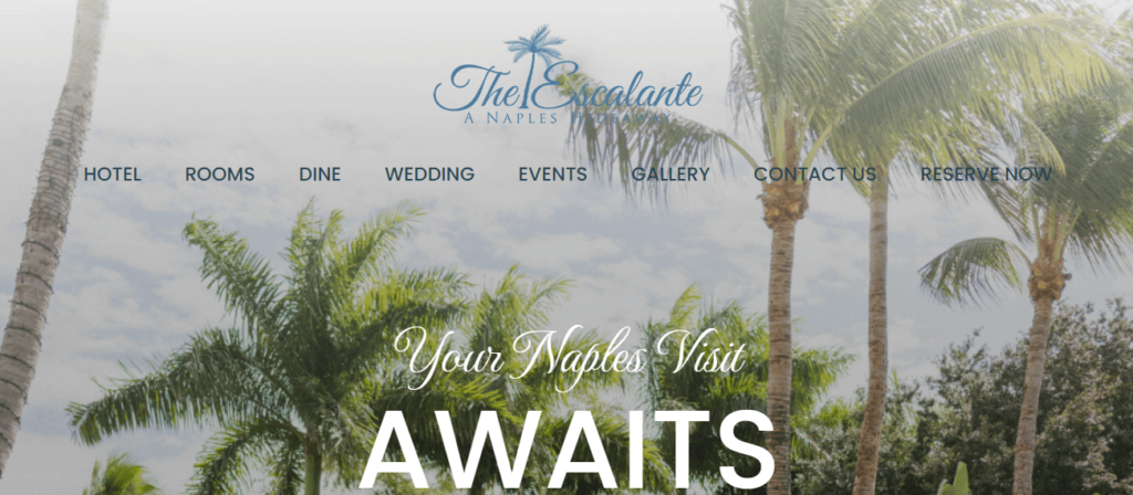 Homepage of Escalante Hotel website / hotelescalante.com