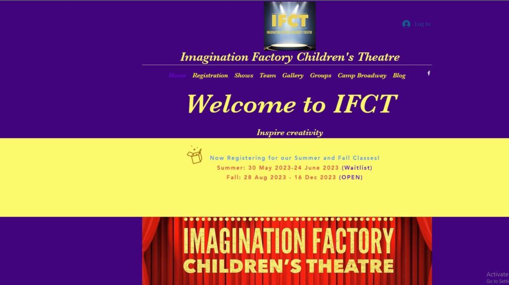 Homepage of Imagination factory Children's Theatre 
URL: https://www.imaginationfactorychildrenstheatre.com/