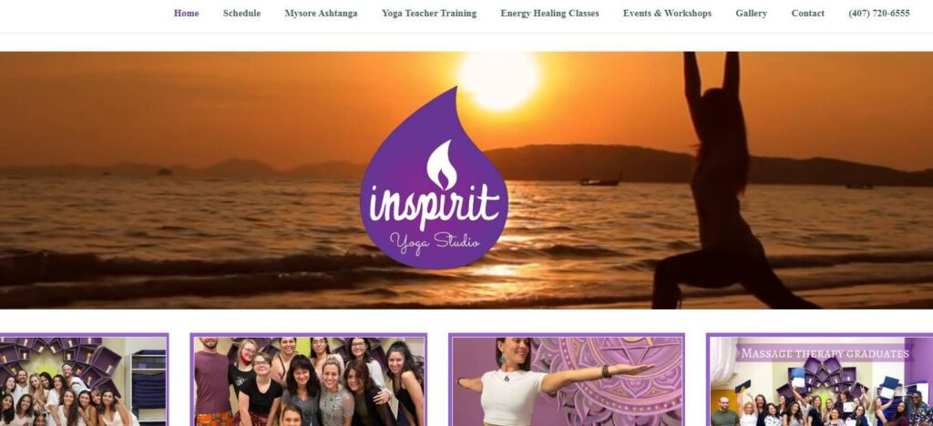 Homepage of Inspirit Yoga Studio
URL: https://inspirityogastudio.com/