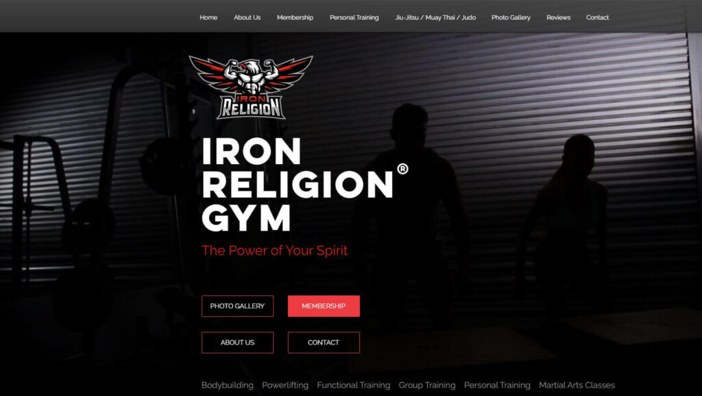 Homepage of Iron Religion Gym
URL: https://www.ironreligiongym.com/